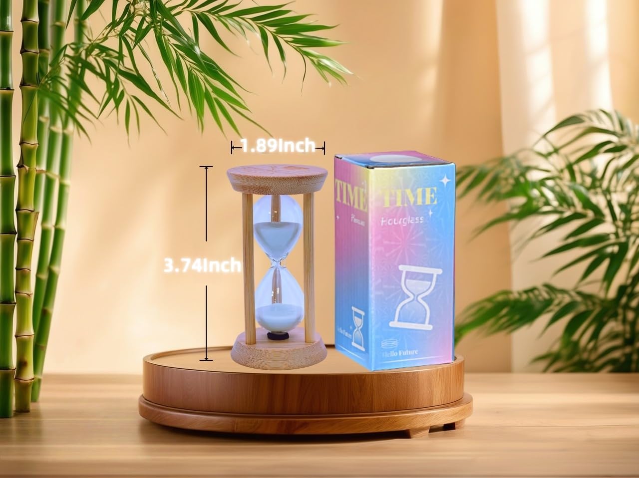 Mini Wooden Sand Timers,100% Bamboo Hourglass Sand Timers 1Min Sandglass Timer for Toothbrush Timer Games Classroom Home Office Cooking(Blue+1Min)