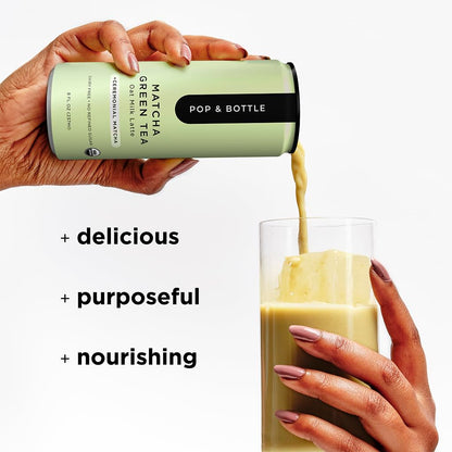 Pop & Bottle - Oat Milk Lattes, Butterfly Pea & Matcha, 8 Fl Oz (12 Pack)