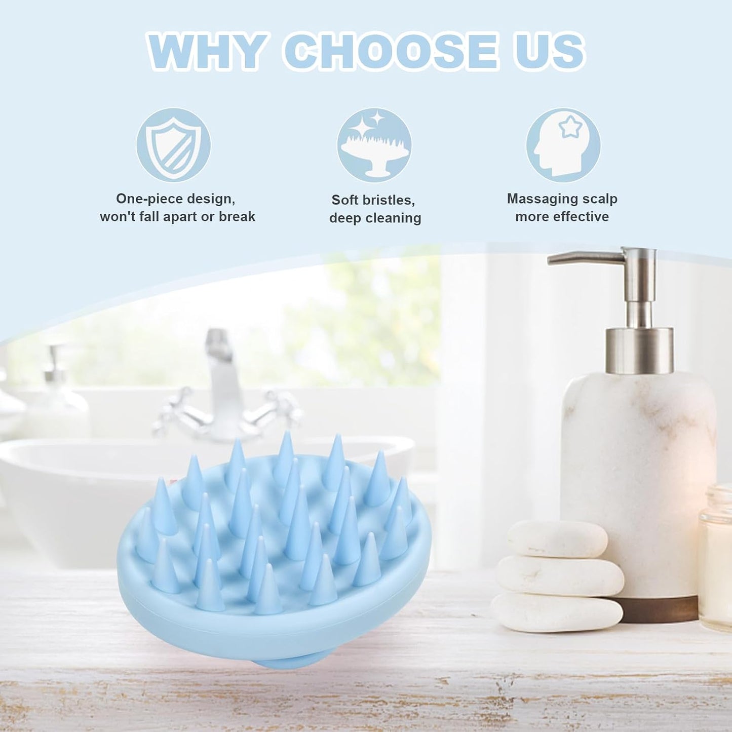Meartchy Silicone Scalp Massager, Scalp Scrubber for Hair Growth with Soft Bristles, Scalp Exfoliator Brush Dandruff Removal Shampoo Brush for Wet Dry Scalp Care (Mint Green)