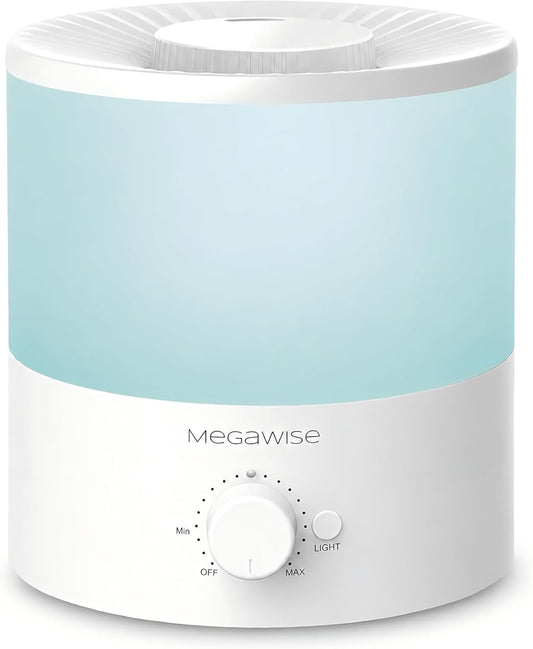 MEGAWISE 1.5L Quiet Cool Mist Humidifier, 25dB, Portable for Bedroom