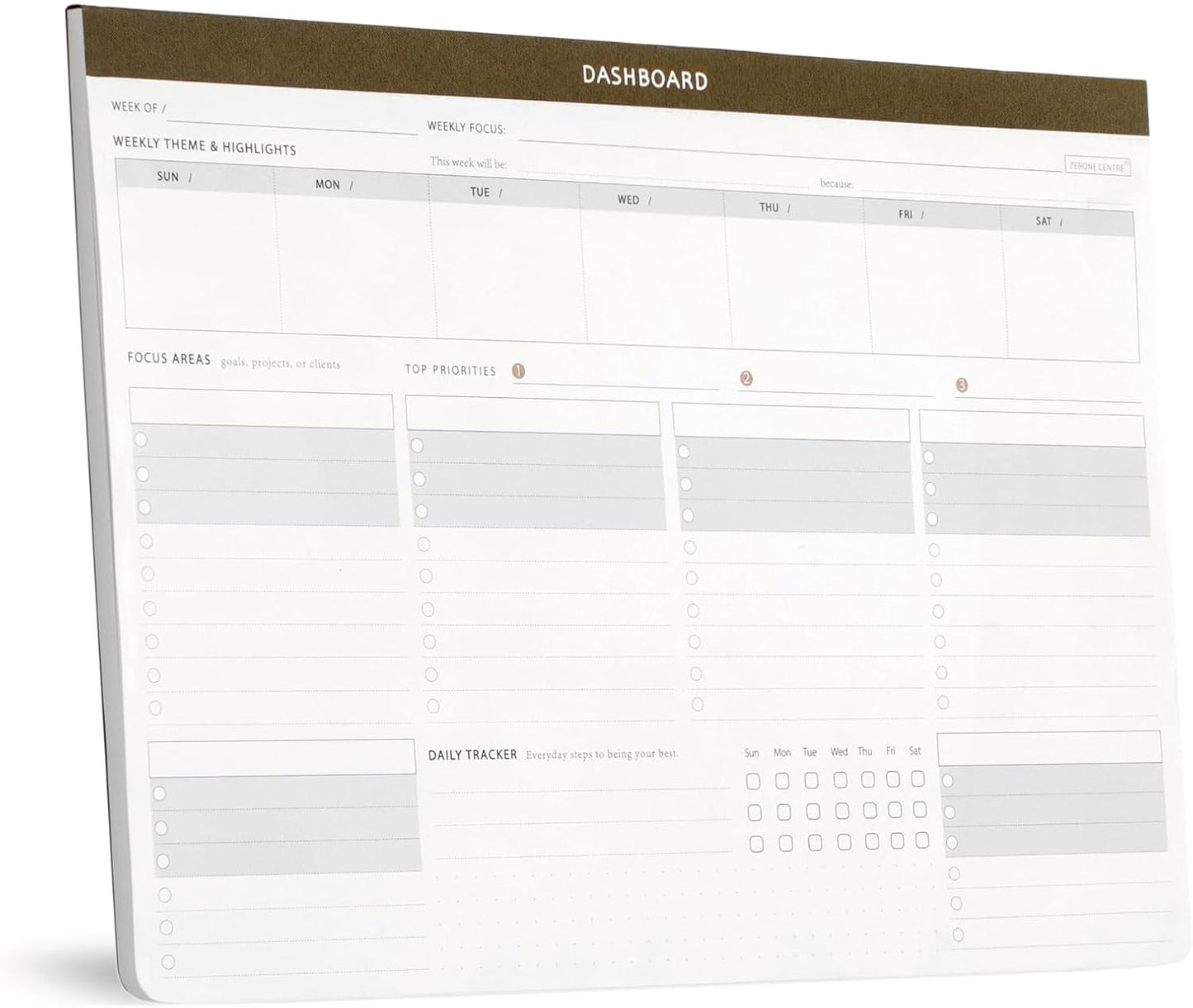 Dashboard Weekly Planner Desk Pad w/Daily Habit Tracker for Work & Study