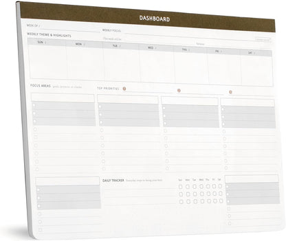 Dashboard Weekly Planner Desk Pad w/Daily Habit Tracker for Work & Study