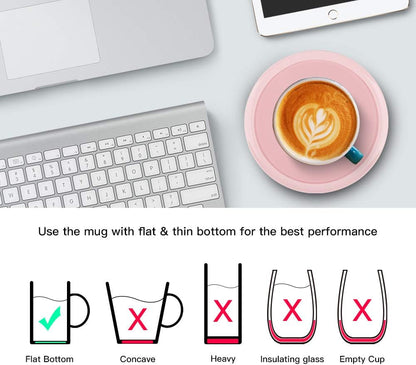 BESTINNKITS White Smart Coffee Auto On/Off Gravity-Induction Mug Office Desk Use, Candle Wax Cup Warmer Heating Plate (Up to 131F/55C)