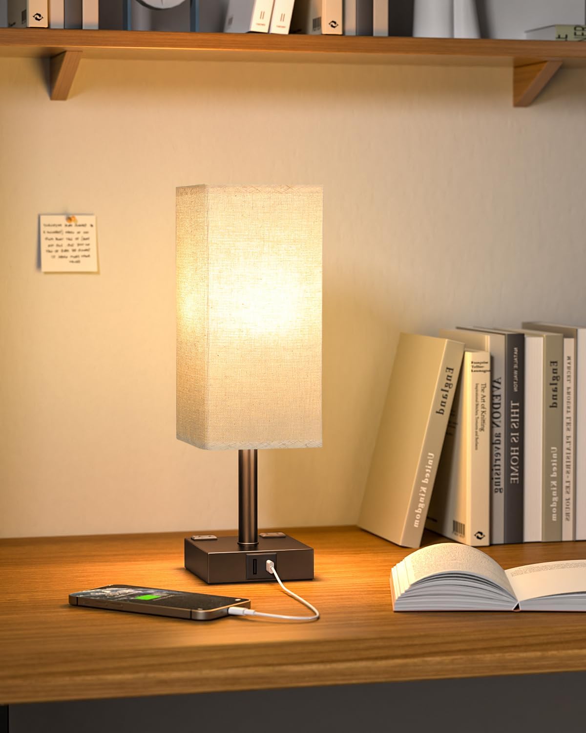 Touch Bedside Table Lamp for Bedroom - Dimmable, USB C+A, 2 AC Outlets