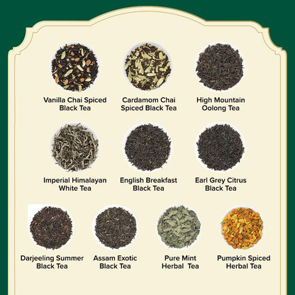 VAHDAM, Assorted Black Tea Loose Leaf Tea Gift Set (10 Flavors) Gift Ideas for Women & Men | Directly Sourced From Assam and Darjeeling | Resealable Ziplock Pouch