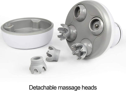 cotsoco Electric Scalp Head & Back Massager, Cordless Hair Massage Waterproof Head Massager with 4 Heads 84 Nodes for Hair Growth, Stress Relief & Deep Clean, Gifts for Men Women, White