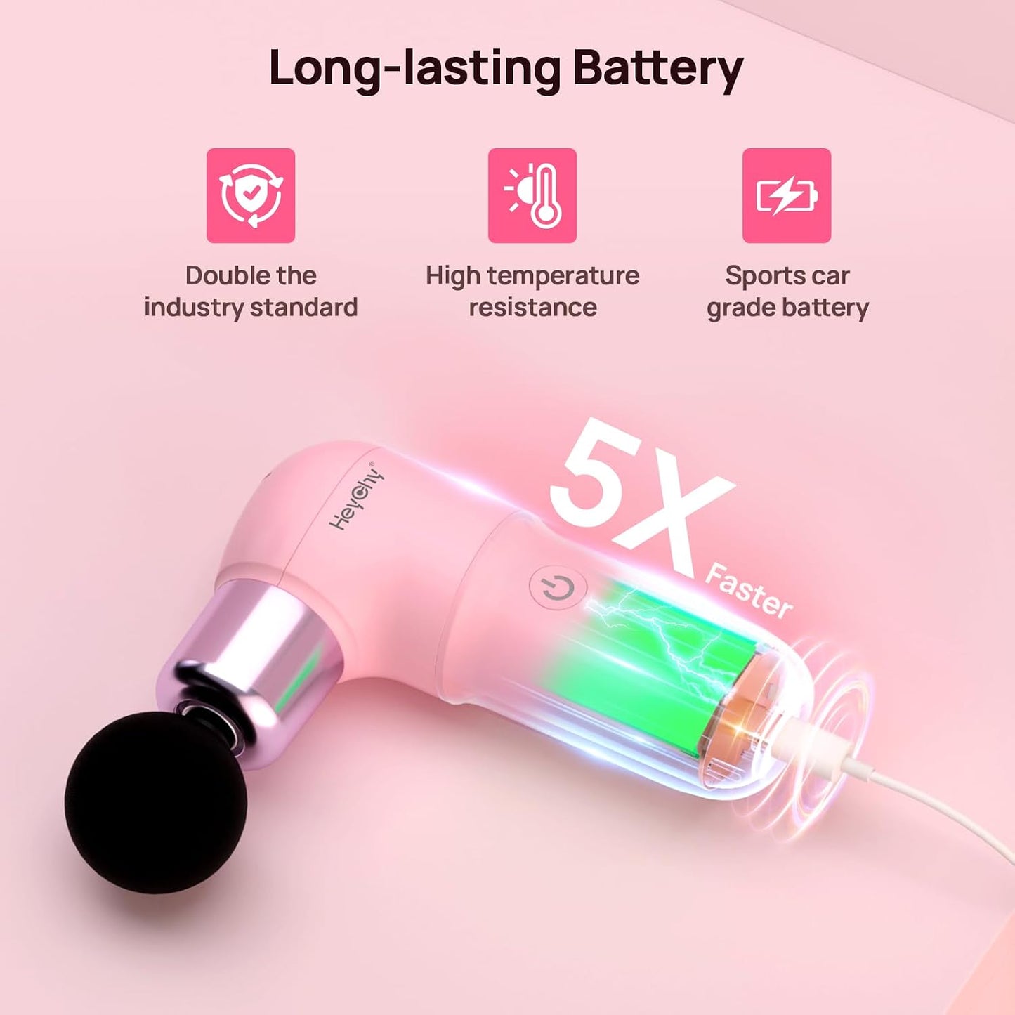 HEYCHY Super Mini Massage Gun, Deep Tissues Percussion Muscle Massager | Compact Sports Travel Massage Gun, FSA Eligible Portable Massager Gun for Her Him, Handheld Massager Gun HSA Eligible Black