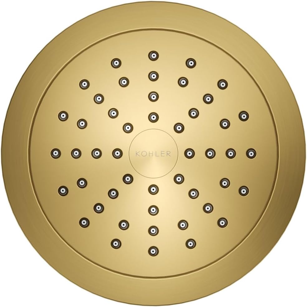 KOHLER 33631-Y-BN Cinq Round Single-Function Filtered Showerhead, Five-Layer Filtration, 2.5 GPM, Full Coverage Spray, Premium Durable Material, Vibrant Brushed Nickel