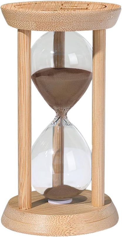 Hourglass 15 Minute,Wood Sand Timer 15 Min, Unbreakable Sandglass,Sand Watch for Study,Yoga,Cooking,Desk Decor & Gift,White