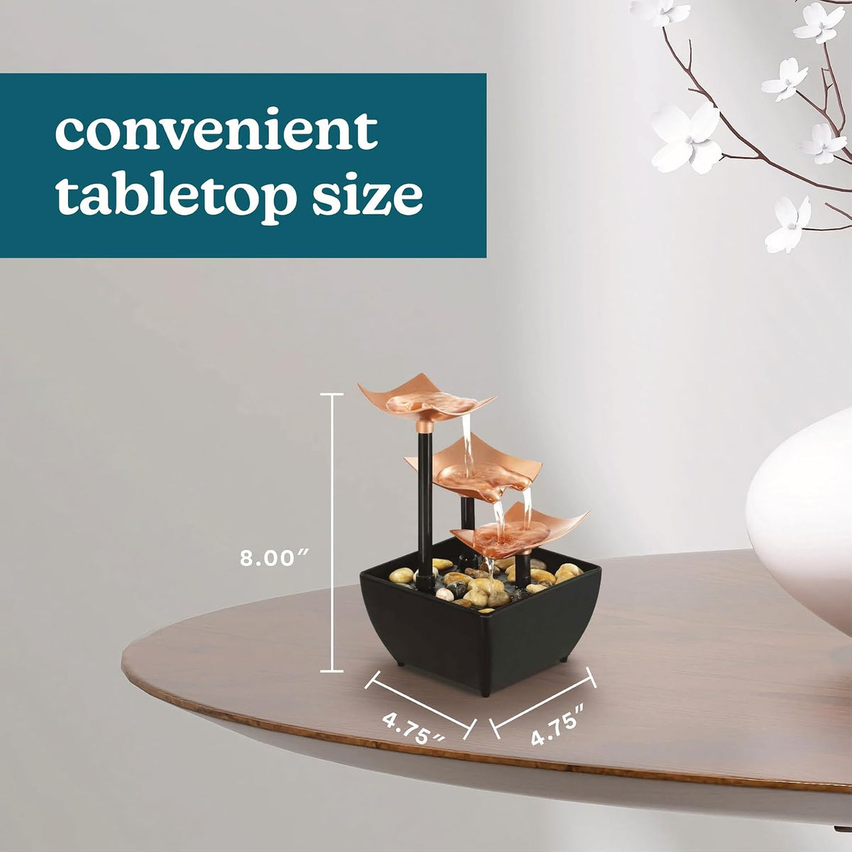 Homedics Tabletop Water Fountain, Home Décor Soothing Sound Machine