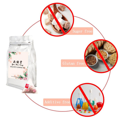 Eilin YHT Rose Black Tea Bags with Red Flower Petals 50 Counts x 3grams