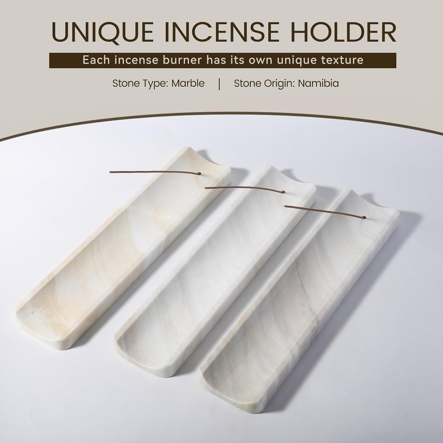 Koville Marble Incense Holder, Incense Holder for Sticks, Incense Sticks Holder Ash Catcher for Meditation Yoga SPA, Natural Stone Incense Burner, Home Table Decor (Grey)