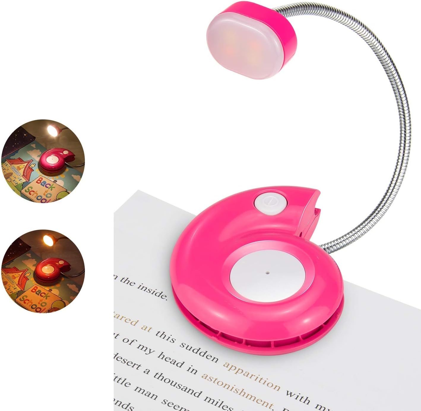LUXSWAY Rechargeable Reading Book Light for Kids,LED Reading Lights for Books in Bed,Amber Book Light with Magnetic,Flexible Gooseneck,Cute Bookmark Lights for Bookworms-Orange