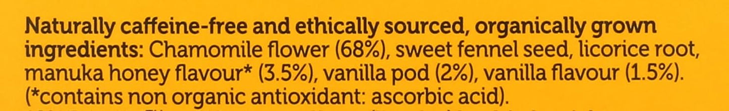 Pukka Calming Chamomile, Vanilla & Manuka Honey Organic Herbal Tea, Soothing Organic Tea Infusion Selection, Honey & Fennel Blend, Caffeine Free, 80 Total Bags (20ct - Pack of 4)
