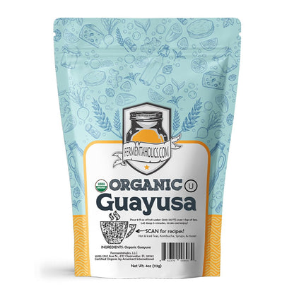 Fermentaholics Guayusa Tea – 4 oz – USDA Certified Organic Loose Leaf – OU Kosher – Energizing Tea for Kombucha Brewing, Hot or iced tea