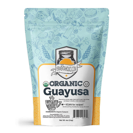 Fermentaholics Guayusa Tea – 4 oz – USDA Certified Organic Loose Leaf – OU Kosher – Energizing Tea for Kombucha Brewing, Hot or iced tea