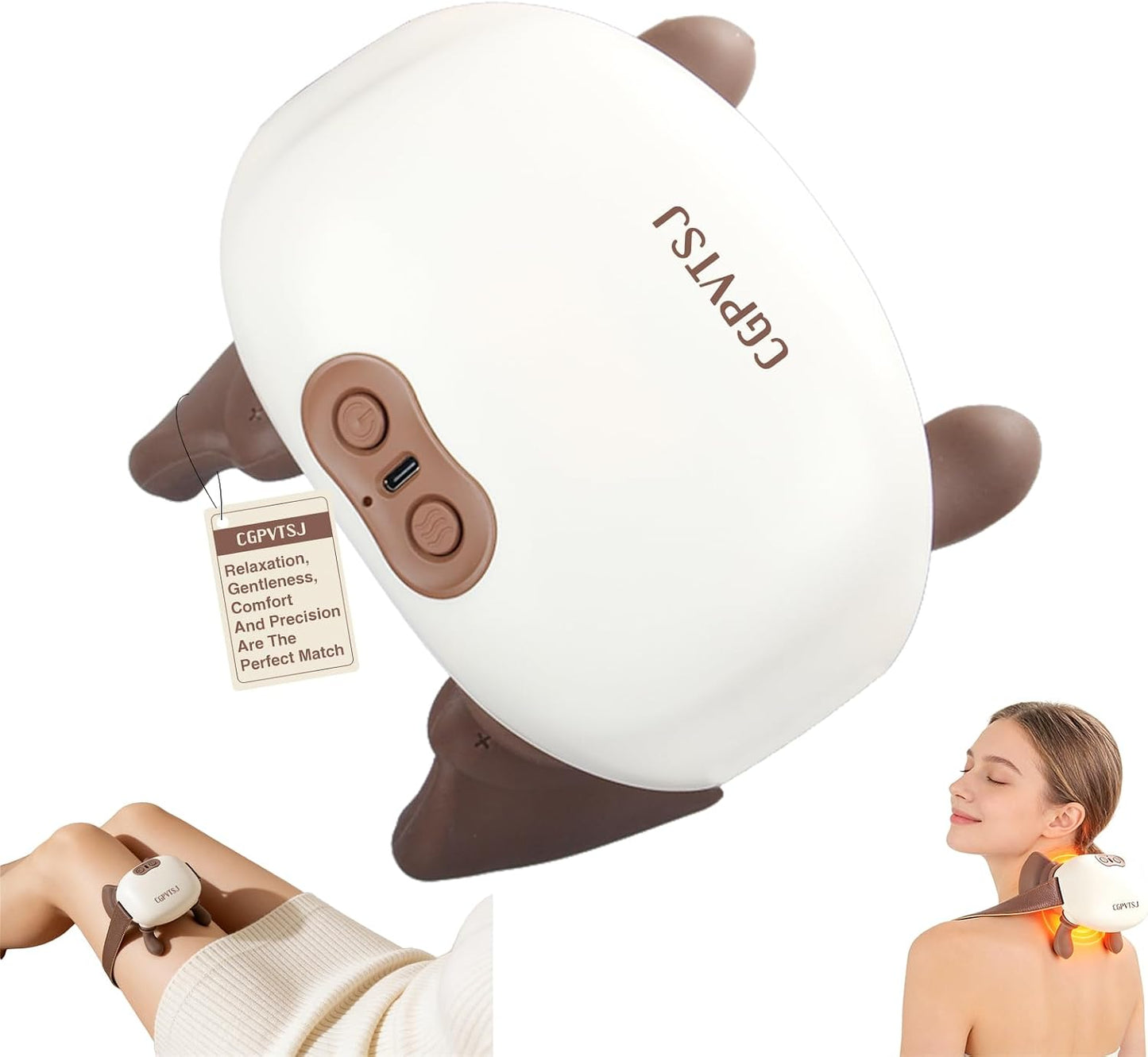 Neck Massager with Heat Portable Hand Massager for Pain Relief Deep Tissue Heated for Muscles Bionic Hand Electric Shiatsu Shoulder and Back Massagers with Fingers(White)