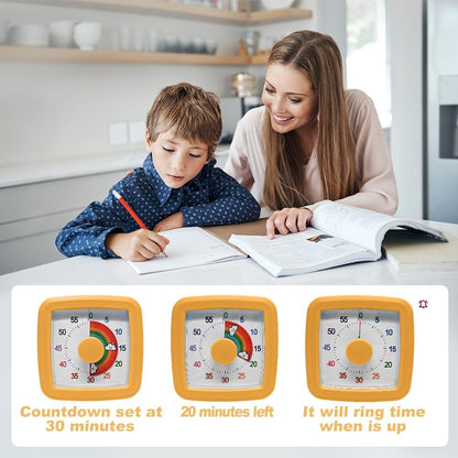 Visual Timer for Kids & Adults, 60 Minute Rainbow Countdown Timer, Time Management Tool for Classroom, Home, Kitchen, Office, School (Green-Round-Rainbow)
