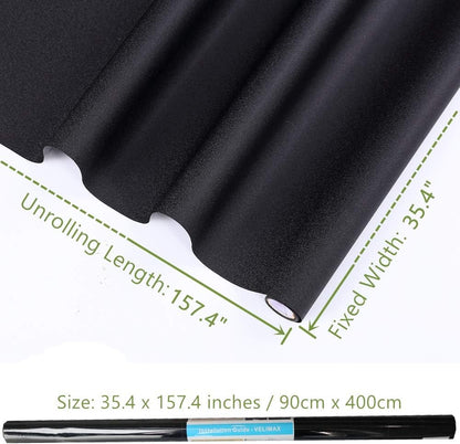 VELIMAX Static Cling Total Blackout Window Film Privacy Room Darkening Window Tint Black Window Cover 100% Light Blocking No Glue (17.7 x 78.7 inches)