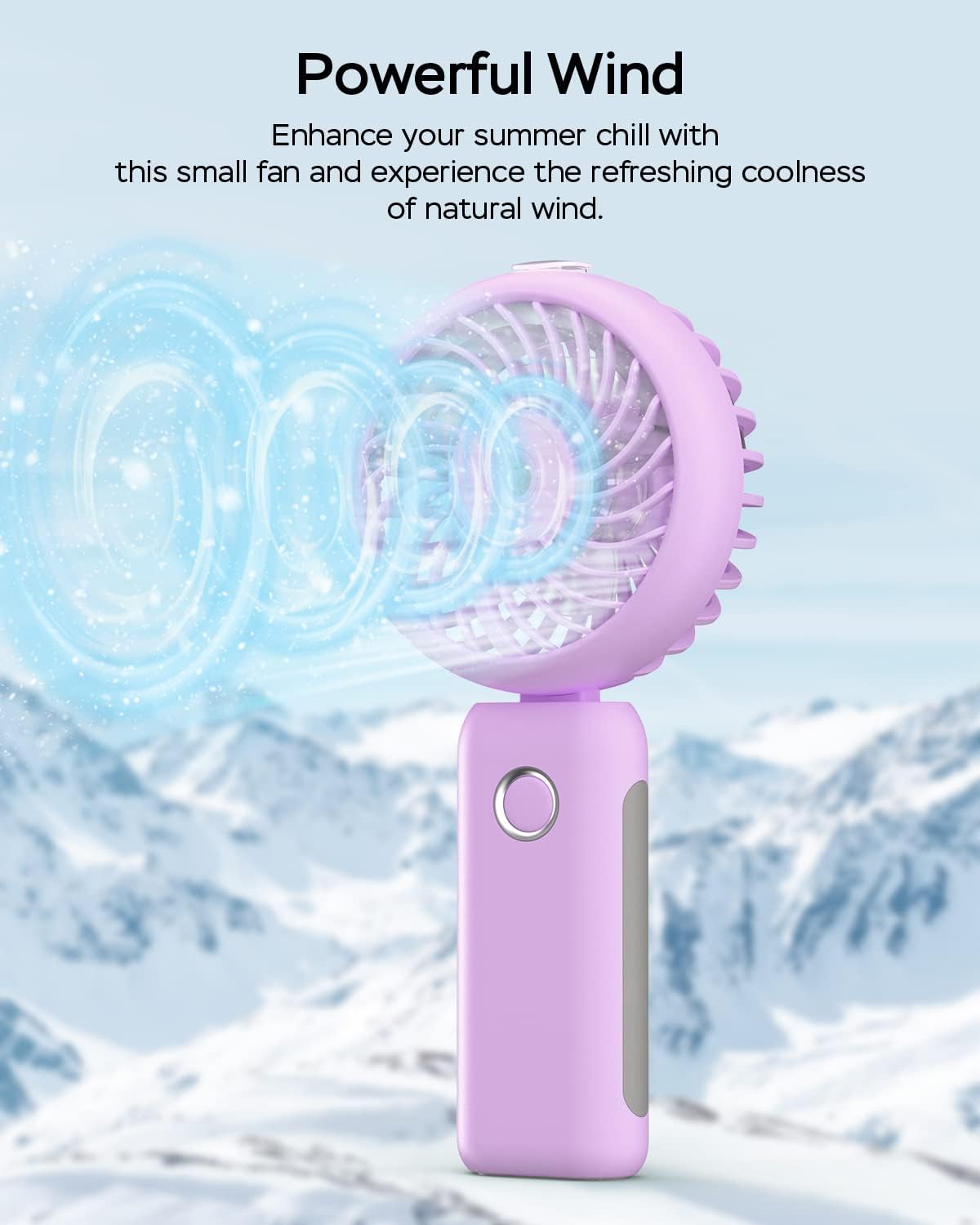 Portable Handheld Misting Fan, USB Rechargeable, Foldable with Water Tank, 3 Speeds, for Travel and Outdoors (purple)