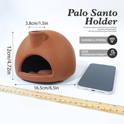 MOUGIGI Terracotta Palo Santo Holder - Modern Chiminea Incense Burner for Yoga, Meditation, and Energy Cleansing - Wood Sticks Dish, Sage Ash Catcher, Smudge Bowl, Cone Burner - Unique Meditation Gift