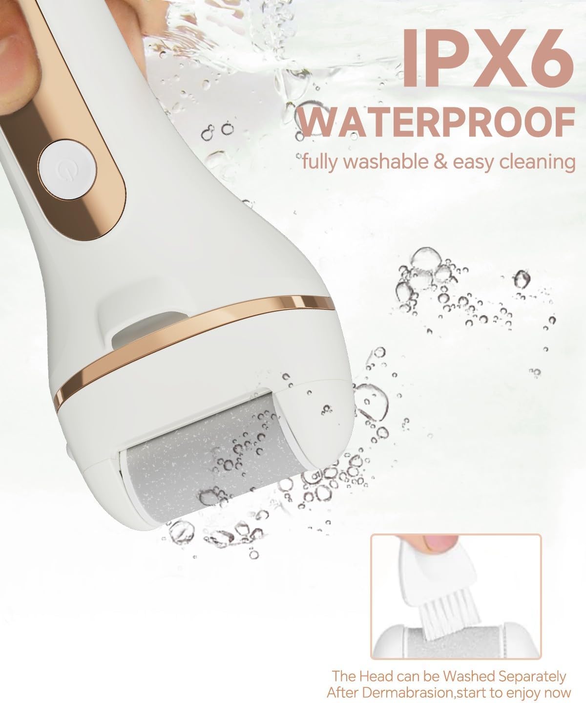 Electric Foot Callus Remover Rechargeable Pedicure Kit with 3 Roller Heads 2 Speed IPX6 Waterproof Foot File Pedicure Tools Professional Foot Care for Dead Cracked Dry Skin White
