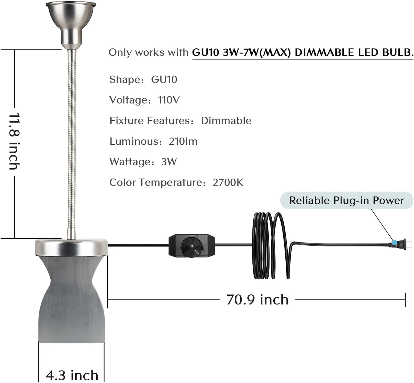 Solfres Patented Innovative Design Headboard Reading Light. No Drilling Golden Book Light for Bedtime Reading. Dimmable LED Book Reading Lamp with Bulb. Movable & Flexible, Black