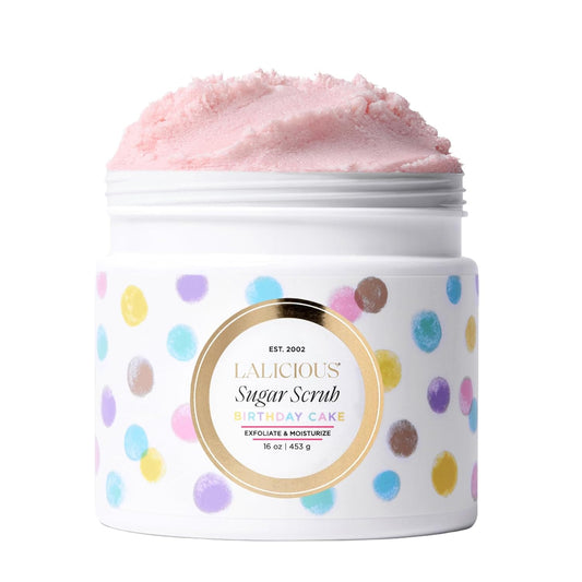 LALICIOUS Endless Summer Exfoliating & Moisturizing Body Scrub | Sugar & Coconut Oil | Pre-Shave Scrub for Ingrown Hairs & Razor Bumps | Gently Buffs & Smooths Sensitive Skin | No Parabens Large 16oz