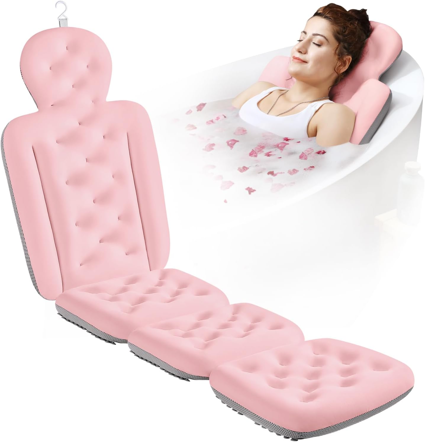 Full Body Bath Pillow for Bathtub, Thick Bathtub Cushion, Luxury Tub Pillow for Bath for Headrest Neck and Back Support White 51" x 16"