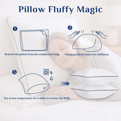 JOLLYVOGUE Pillows Standard Size Set of 2, Cooling and Supportive Pillows Full Size Set of 2 for Side and Back Sleepers, Down Alternative Hotel Collection Sleeping Pillow