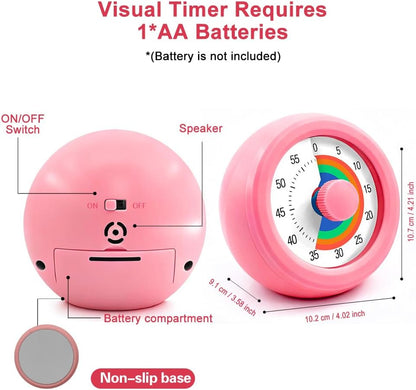 60 Minute Visual Timer with Silent Operation Visual Countdown Timer Rainbow Disk 60 Minute Countdown Timer Task Reminder Home and Kitchen Timer for Kids Desk, Office Meetings (Green)