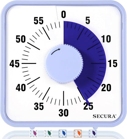 Secura 7.5 Inch Visual Timer, 60 Minute Visual Oversize Countdown Timer for Kids and Adults, Durable Mechanical Time Management Tool (Dark Green)