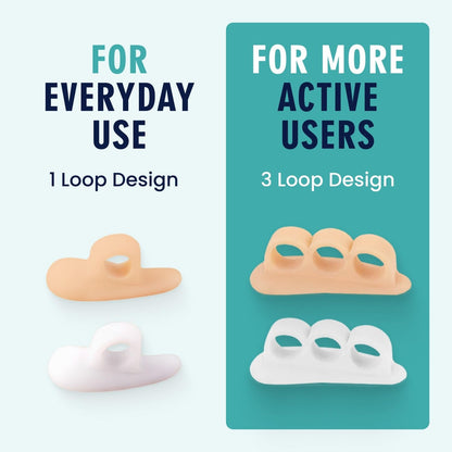 Dr. Frederick's Original Hammer Toe Corrector Gels - 2 Pairs - All-Day Relief for Crooked & Overlapping Toes - Soft Cushioning - Symptomatic Support for Toe Alignment - White - 3 Loop Design