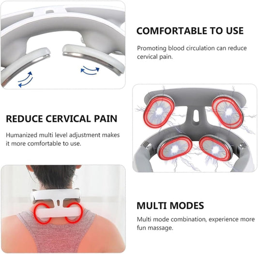 Ayland Vitality Magic Pro 2.0 Neck Massager, Portable Neck Relaxation Device, 4-Head Portable Neck Massage with 6 Vibration Modes & 15 Intensity Levels, Ergonomic Design Promote Muscle Relaxation