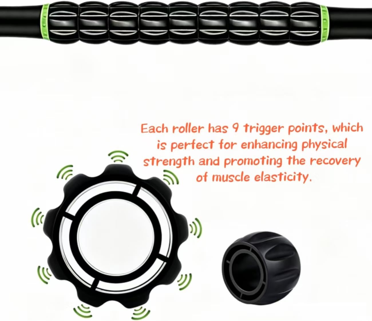 Muscle Roller Stick - A Full-Body Massage Roller that Can Relieve Muscle Soreness, Cramps and Tension After Exercise. It is a Handheld Physical Therapy and Recovery Tool（Black and Purple）