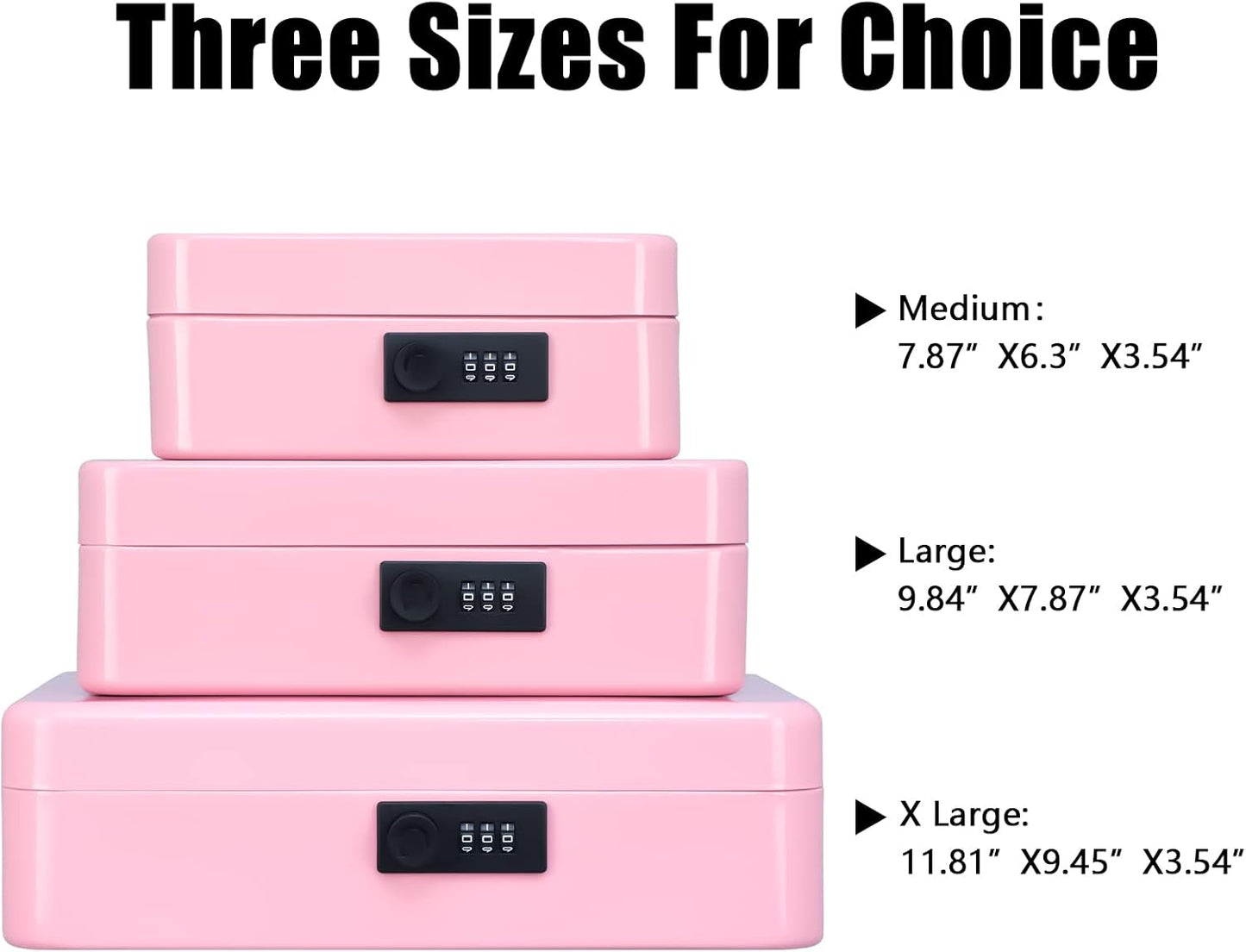 KYODOLED Cash Box with Combination Lock Safe Metal Money Box with Money Tray for Security Lock Box 7.87"x 6.30"x 3.35" Black