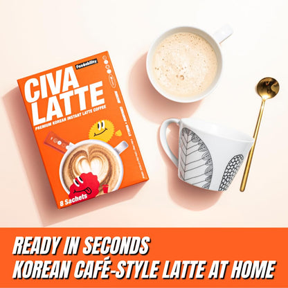 CIVA Matcha Korean Instant Matcha Latte 184g (8 Packets), Premium Sweet Matcha Powder Packets with Vanilla, Smooth & Creamy Cafe Style Green Tea Latte Mix, Single Serve Matcha Sticks, 6.49oz