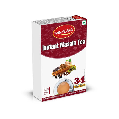 Wagh Bakri Instant Masala Tea | 3 in 1 Sugar+Milk Solids+ Tea | 10 Single Serve Sachets | 140g (4.93 Ounce)