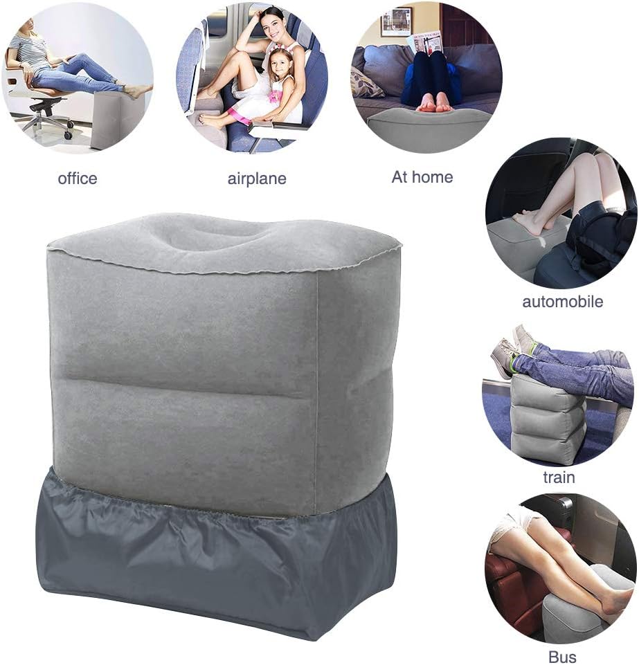 ZIQIAN Inflatable Travel Foot Rest Pillow, Adjustable 3-Layer Height