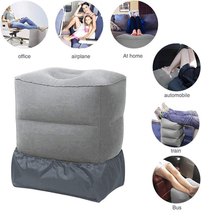 ZIQIAN Inflatable Travel Foot Rest Pillow, Adjustable 3-Layer Height