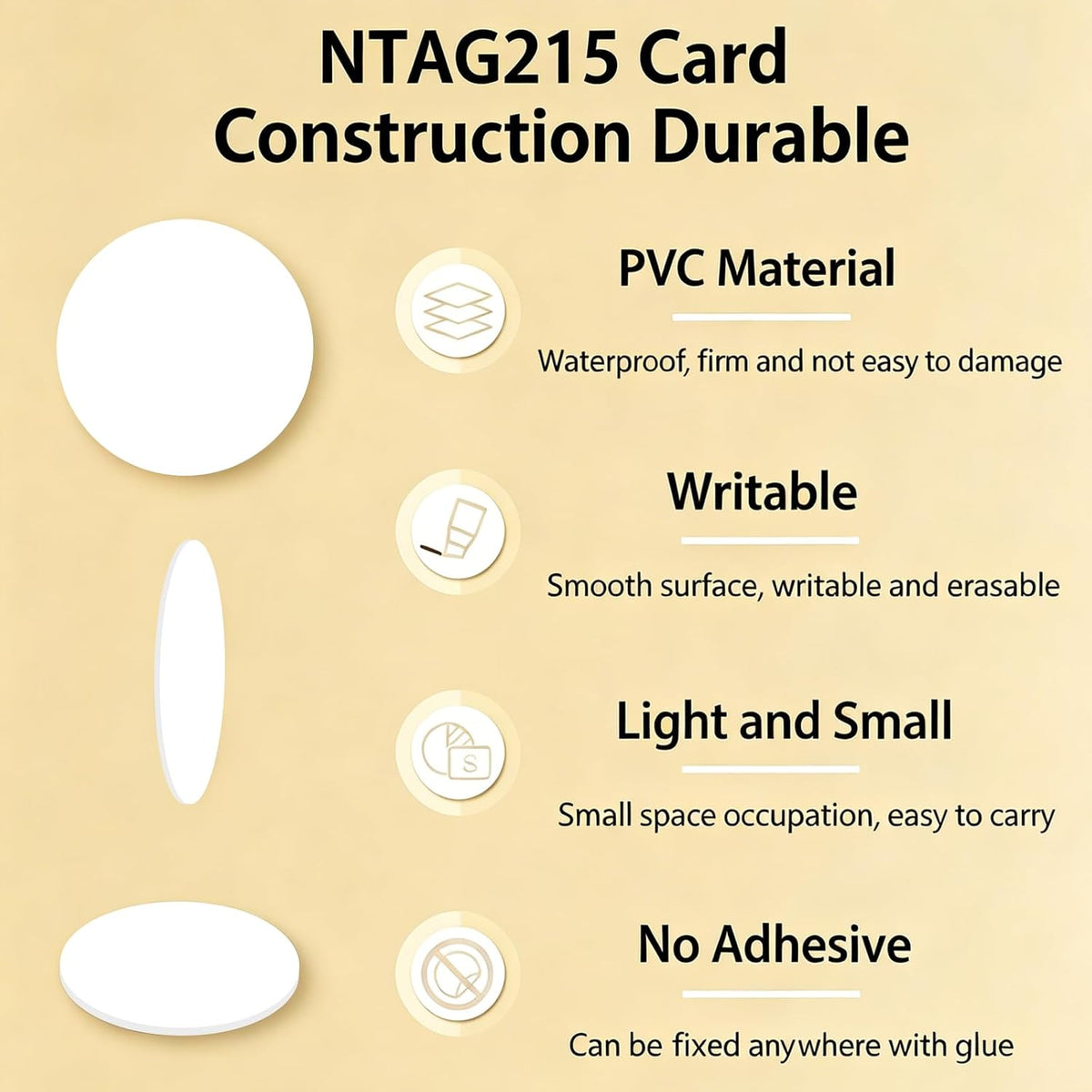 NFC Tags Ntag215 Cards 25mm Round Rewritable NFC Coin Cards
