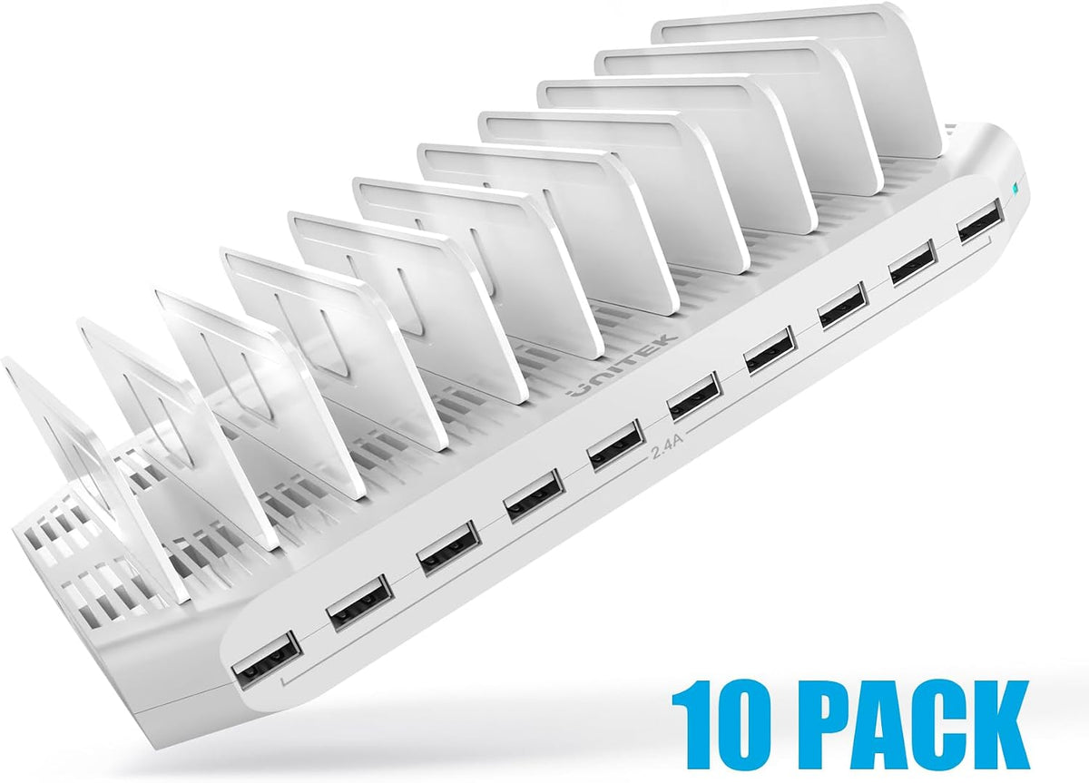 Unitek 10-Port Charging Station, USB Charger Organizer for Multiple Device