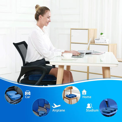 SAIREIDER Office Chair Cushion, Car Seat Cushion, Memory Foam Coccyx Cushion Pads for Tailbone Pain, Sciatica Relief Pillow, Correct Sitting Posture (Black)