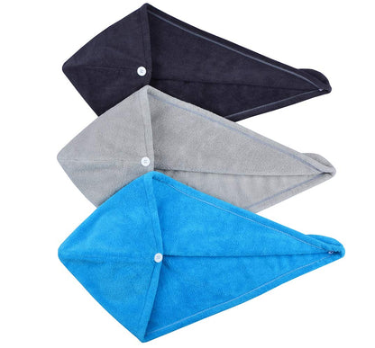 HOPESHINE Hair Towel Twist Microfiber Bamboo Fabric Women's Soft Shower Towels for CurlyHair Turban Wrap Drying Cap Great Gift for Girls 3-Pack