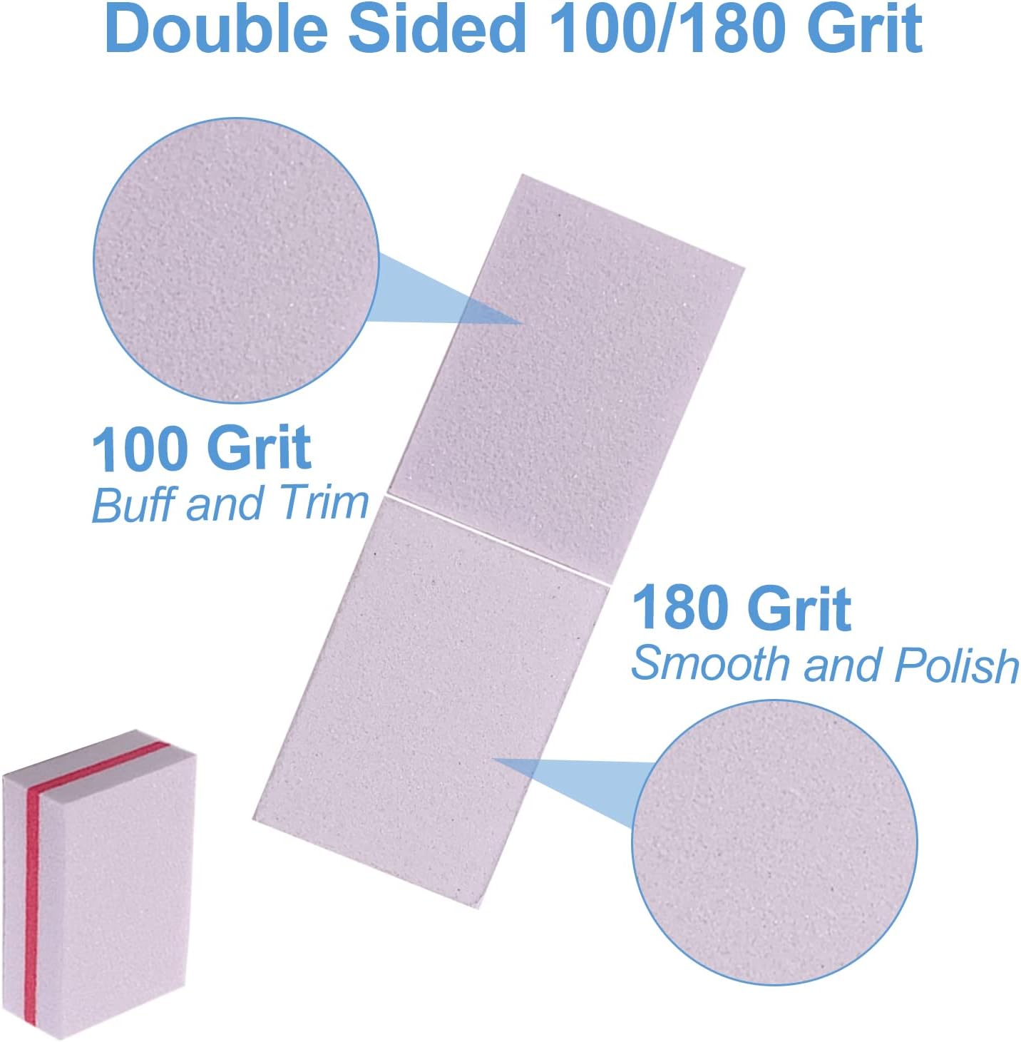 Nail Buffers (50 Pack), Mini Buffer Block Nail File for Acrylic Nails and Natural Nails, 100/180 Grit Nail Buffer Block Bulk Buffing Blocks for Nail Buff Professional Manicure File Blocks Set Pink