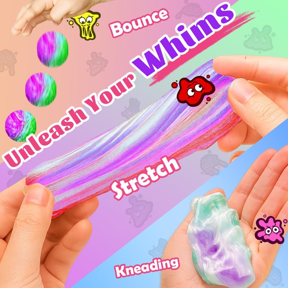 WATERELF Galaxy Putty Slime for Kids - Children's Day Gift, Fidget Sensory Artistic Therapy Putty Toys for Boys Girls Adults, Stress Relief Non-Sticky, 3.11 Inch 3.2 Oz – Golden/Red