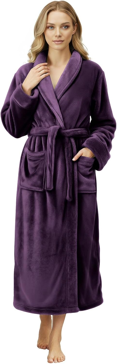 Premium Ultra Soft Robes for Women Plush Fleece Long Bathrobe