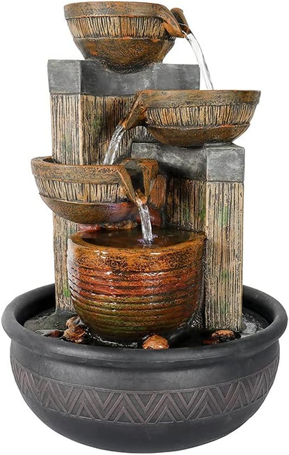 15.7''H Relaxation Desktop Waterfall Fountain Decor Portable Tabletop Waterfall Fountains,Indoor Waterfall Feature with LED Light for Home Office Bedroom