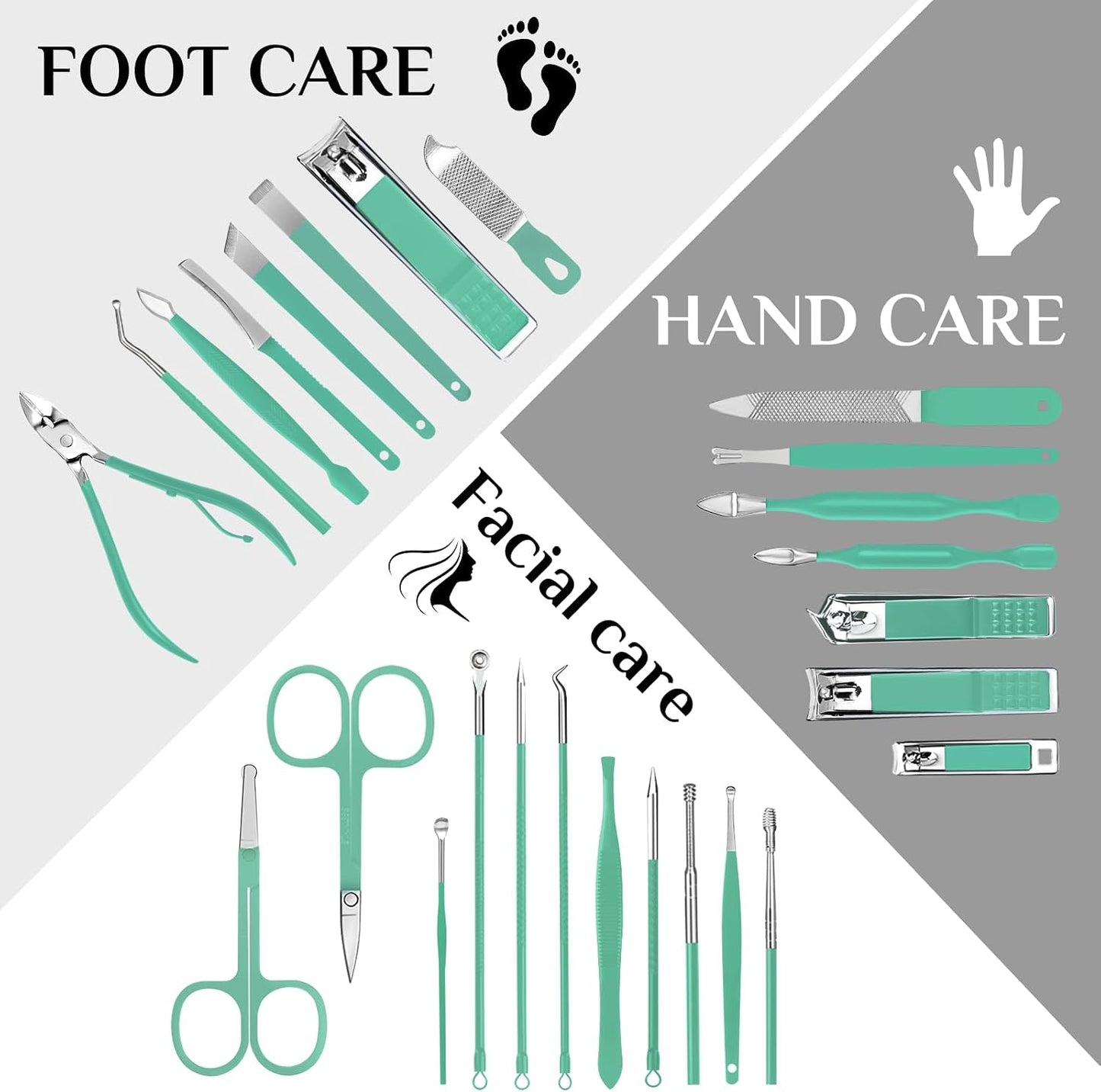 MINKINH Manicure Set Professional Nail Clipper Kit-26 Pieces Stainless Steel Manicure Kit,Nail Care Tools with Luxurious Travel Case (Brown)