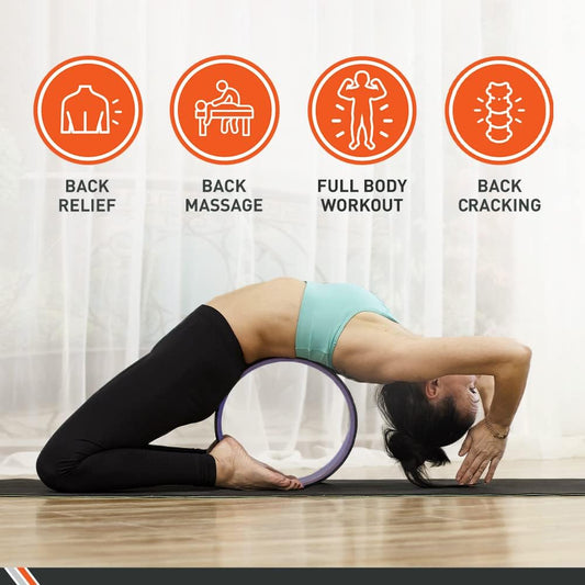 Body Sport Yoga Wheel, 5 in. x 12.6 in. – Yoga Fitness Equipment – Cushioned Back Roller and Stretcher – Companion Accessory for Stretching and Flexibility – Yoga Pose Support Aid